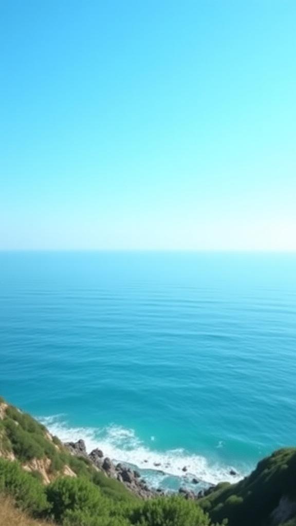 Cielo limpido sopra la costa ligure e onde gentili